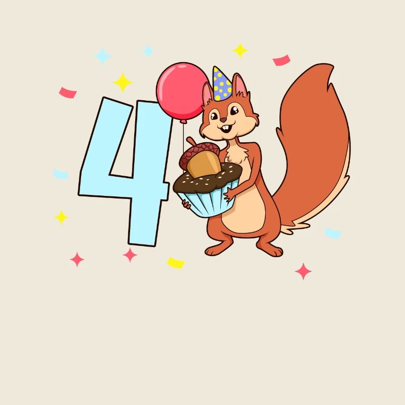 Mit Eichhörnchen - Kinder Geburtstag 4 Jahre