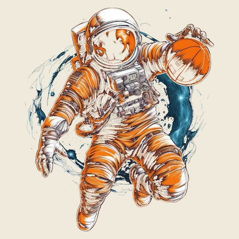 Astronaute jouant au basketball dans l’espace Graphiques