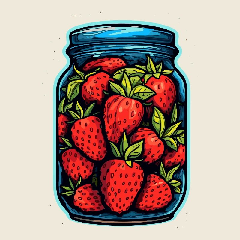 Glasgefäß mit Erdbeeren