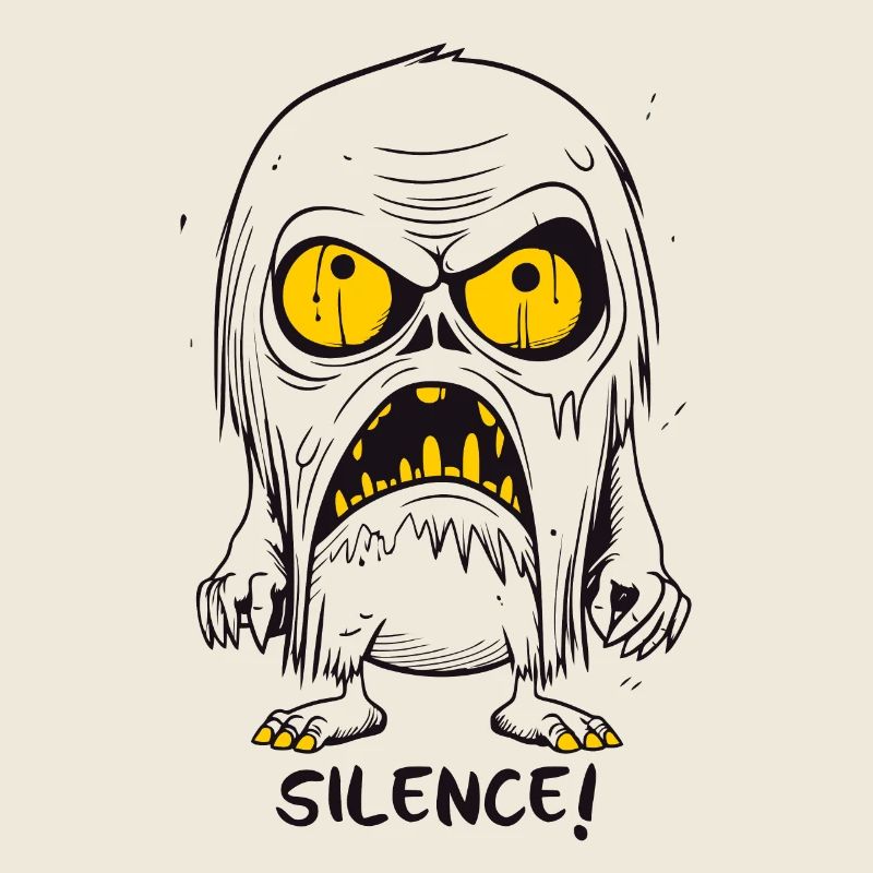 Silence! Monstre de dessin animé en colère