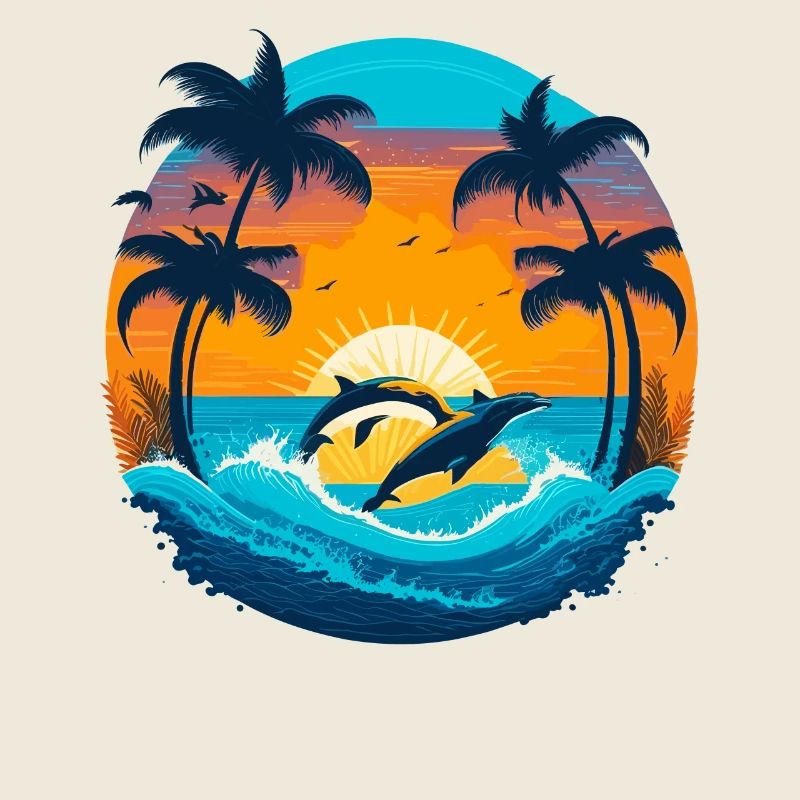 Coucher de soleil avec les dauphins