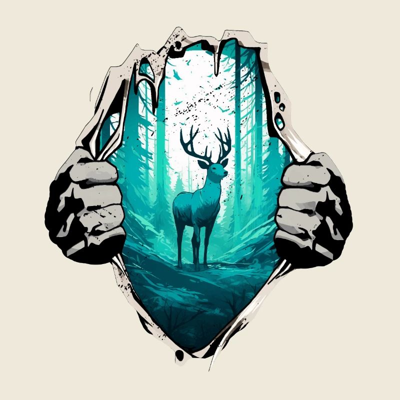 Hirsch und Wald unterm Shirt