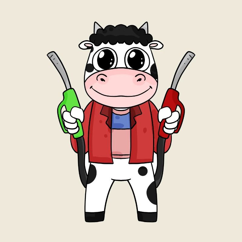 Préposé à la station-service station d’essence vache