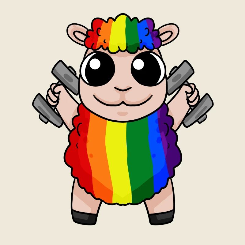 Regenbogen Schaf mit Hanteln - LGBT Schaf Niedlich