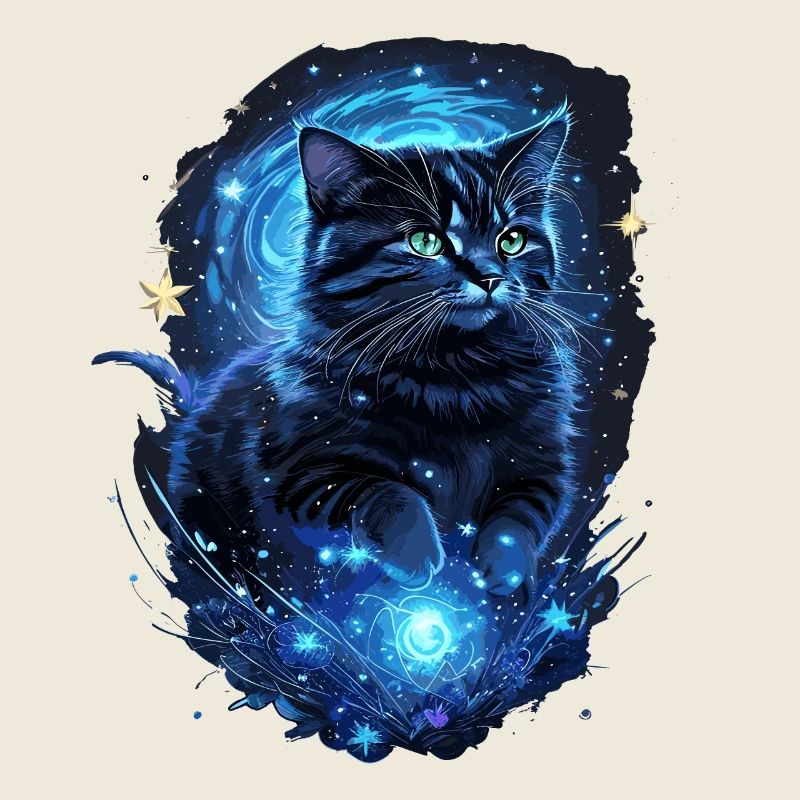 Cosmic Cats Art Black Cat
