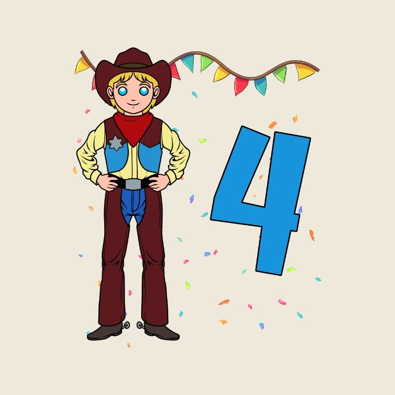 Mit Cowboy - Jungs Geburtstag 4 Jahre