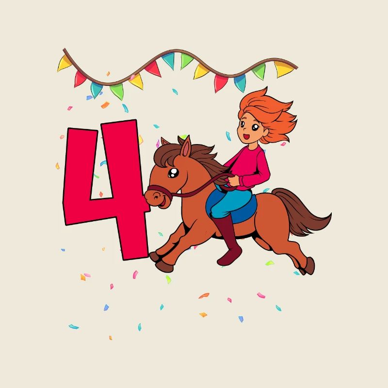 Mit Pferd - Mädchen Geburtstag 4 Jahre