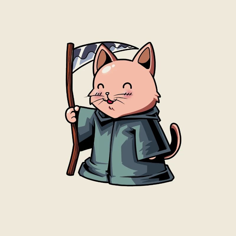 Niedliche Katze Sensenmann