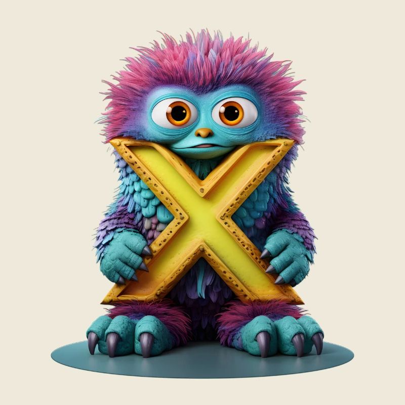 Monstre multicolore avec X