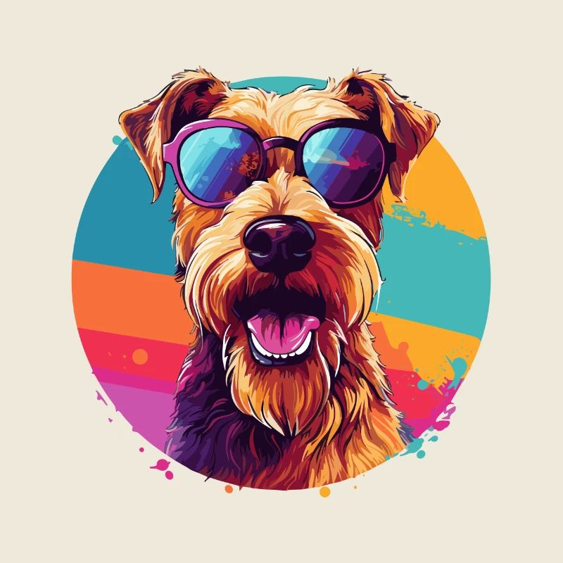 Colorful Airedale Terrier Wearing Sunglasses