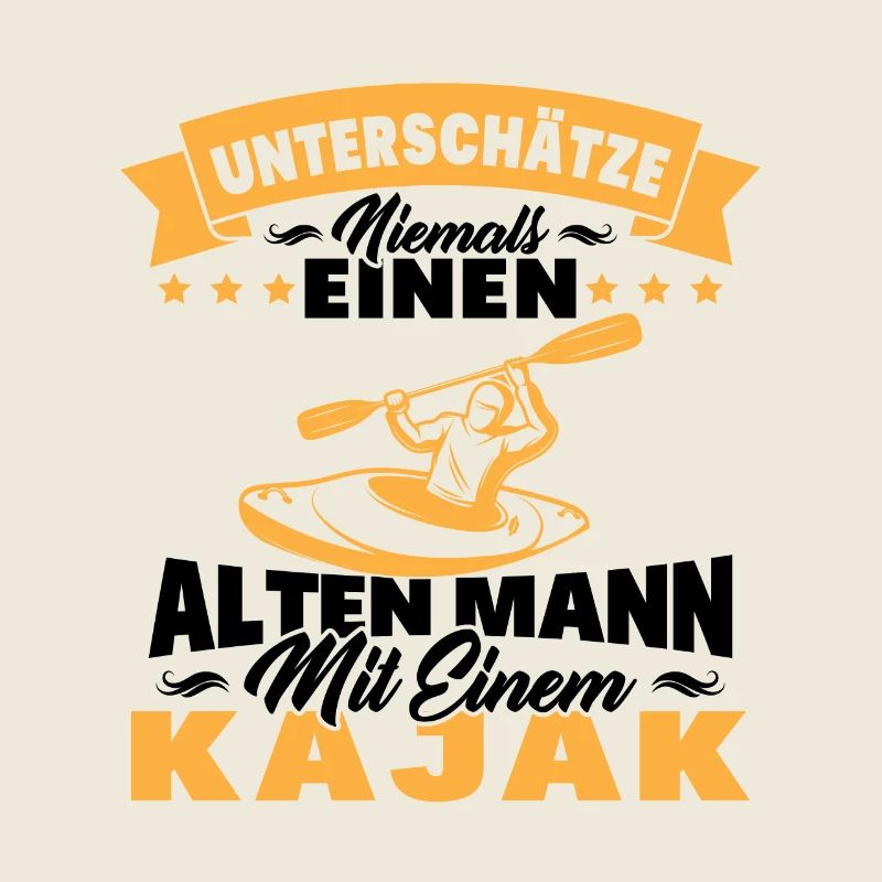 Alten mann mit einem Kajak