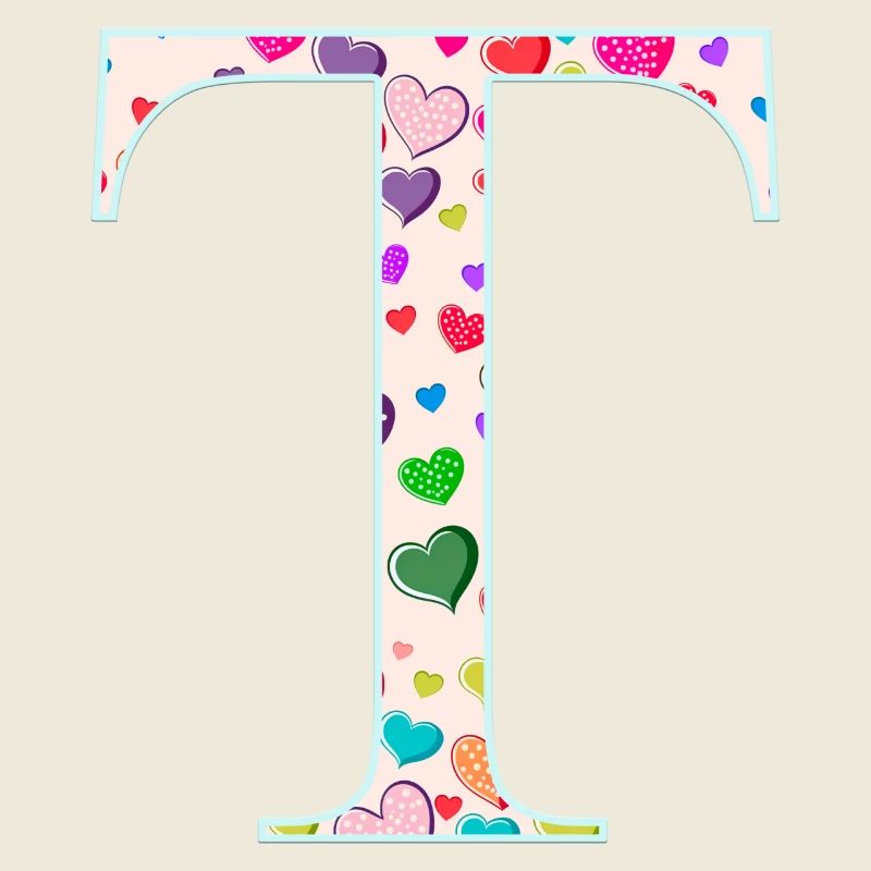 Customizable Monogram T Heart Pattern