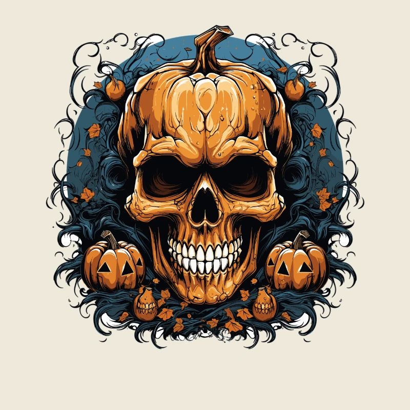 Funny Halloween Skull Pumpkin Design