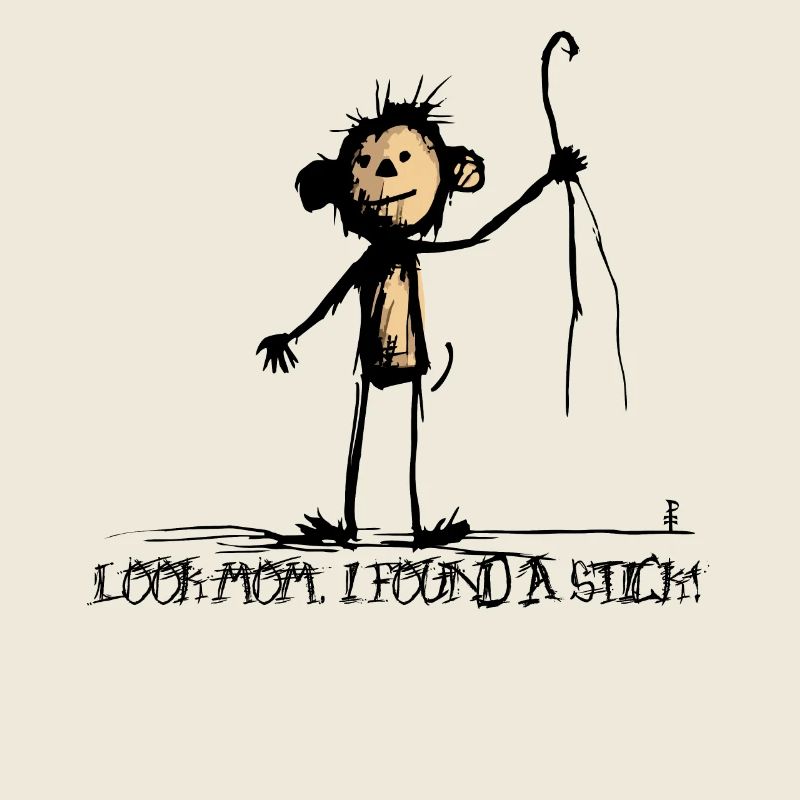 Monkey found a stick