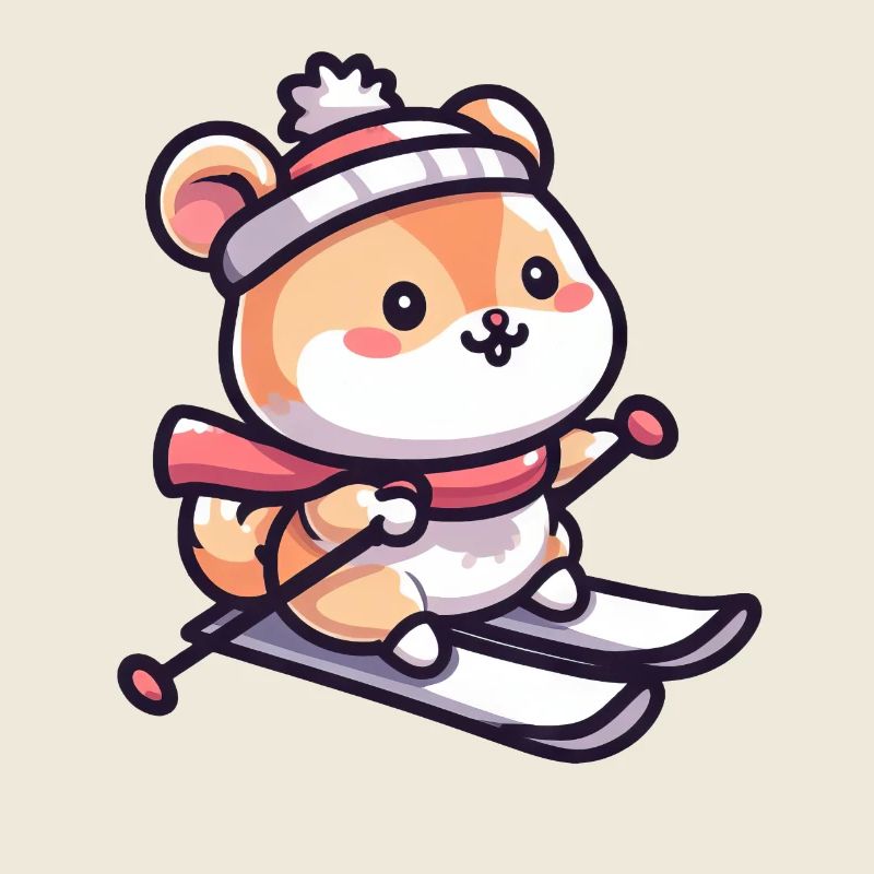 Hamster mignon au ski - Vacances au ski dans le