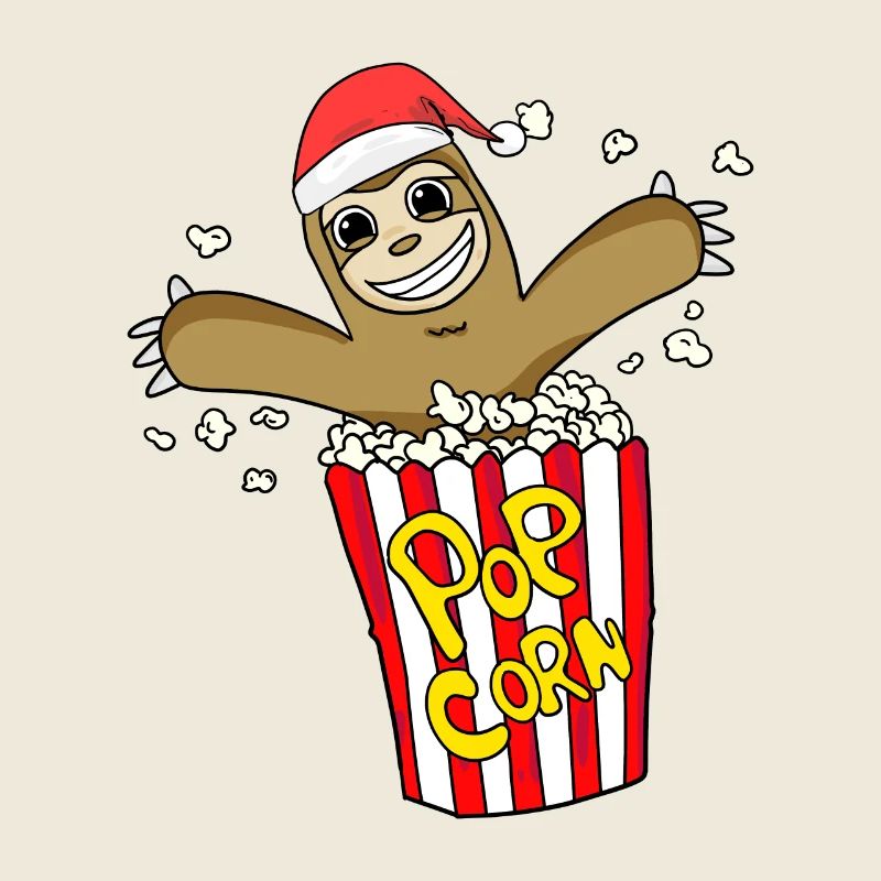 Sloth Popcorn Cinema Christmas