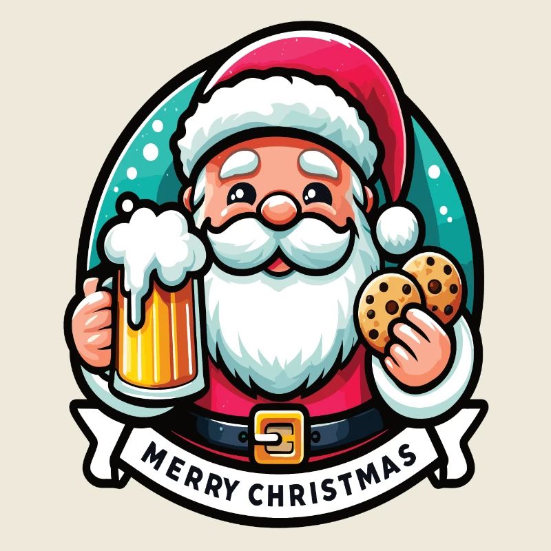 Père Noël avec bières et biscuits