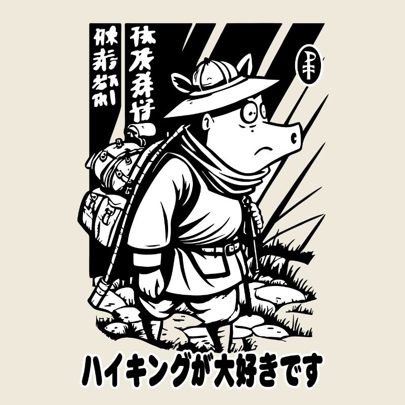 Forêt de bambous japonaise et cochon errant