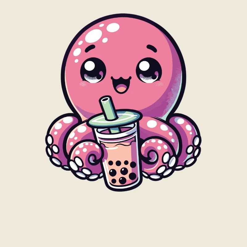 Poulpe à boire Bubble Tea kawaii Boba Octopus