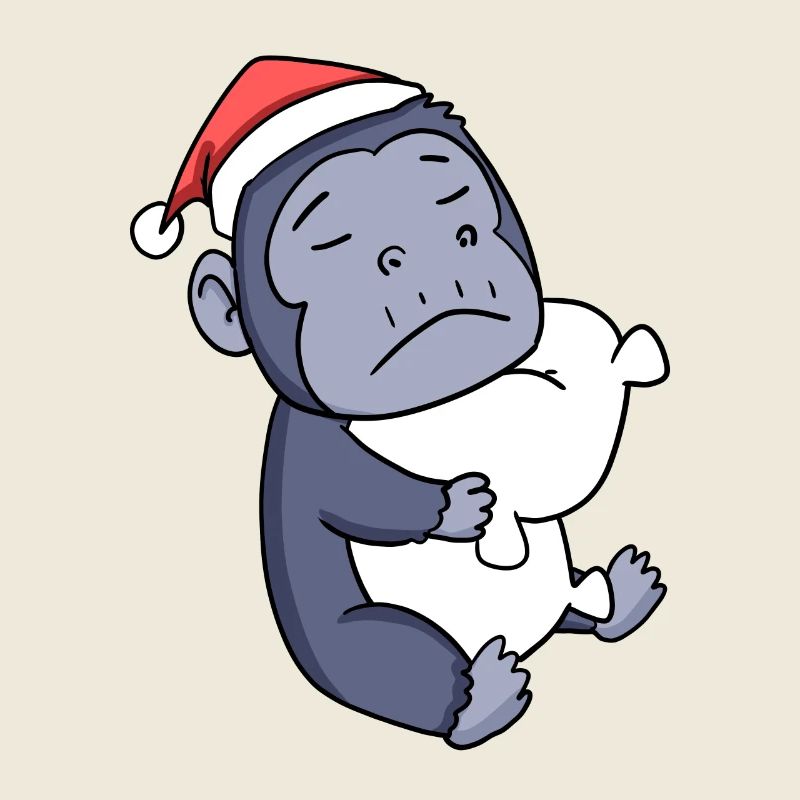 Singe Mignon Fatigué Noël