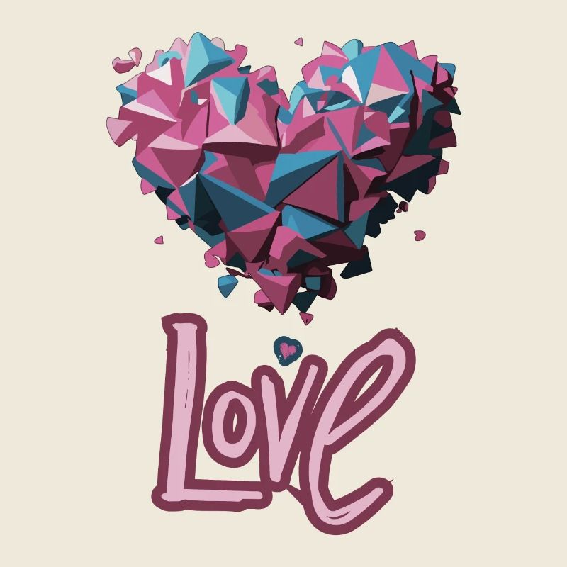 Pink and blue geometric heart