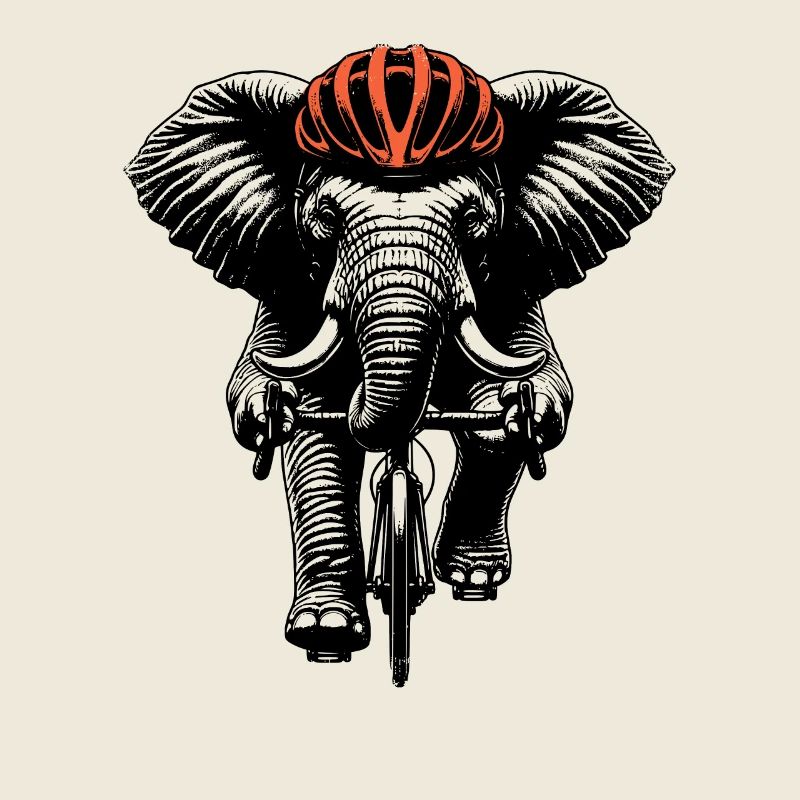 Radfahrender Elefant