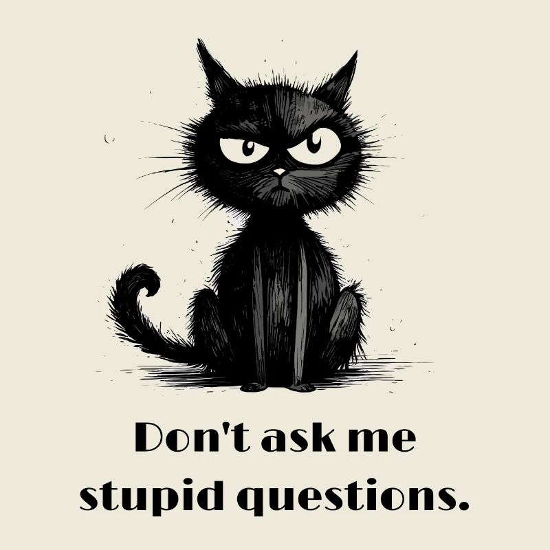 schwarze Katze Comic Style lustiger Spruch