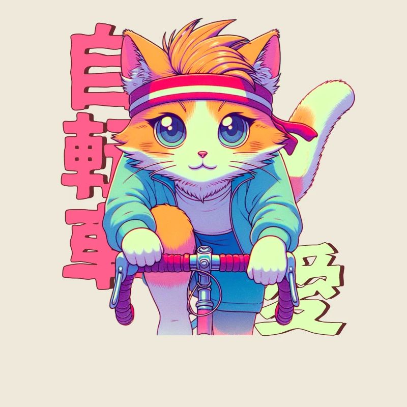 Radfahrender Anime Katze Neko
