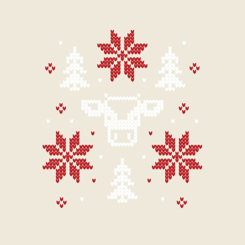 Cerf festif & flocons de neige pull de Noël moche