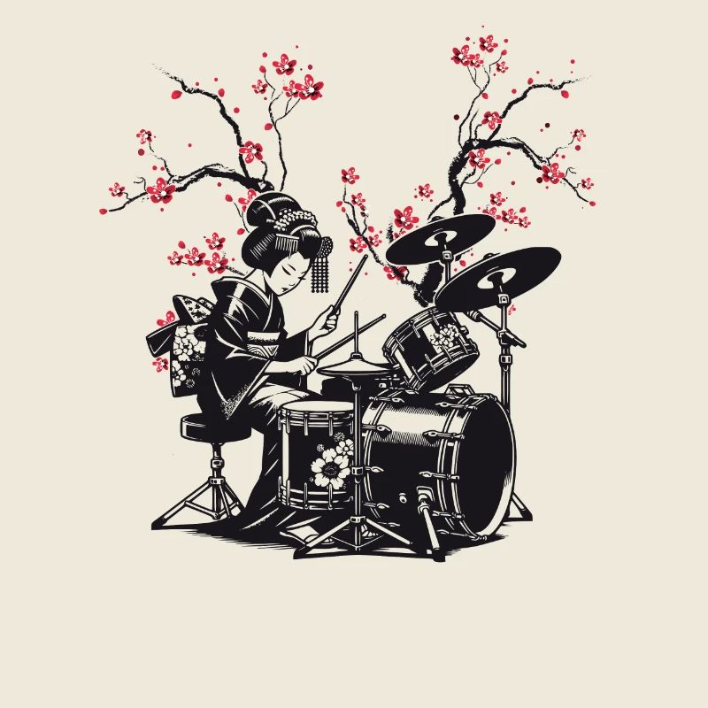 Trommelnde Sakura Geisha