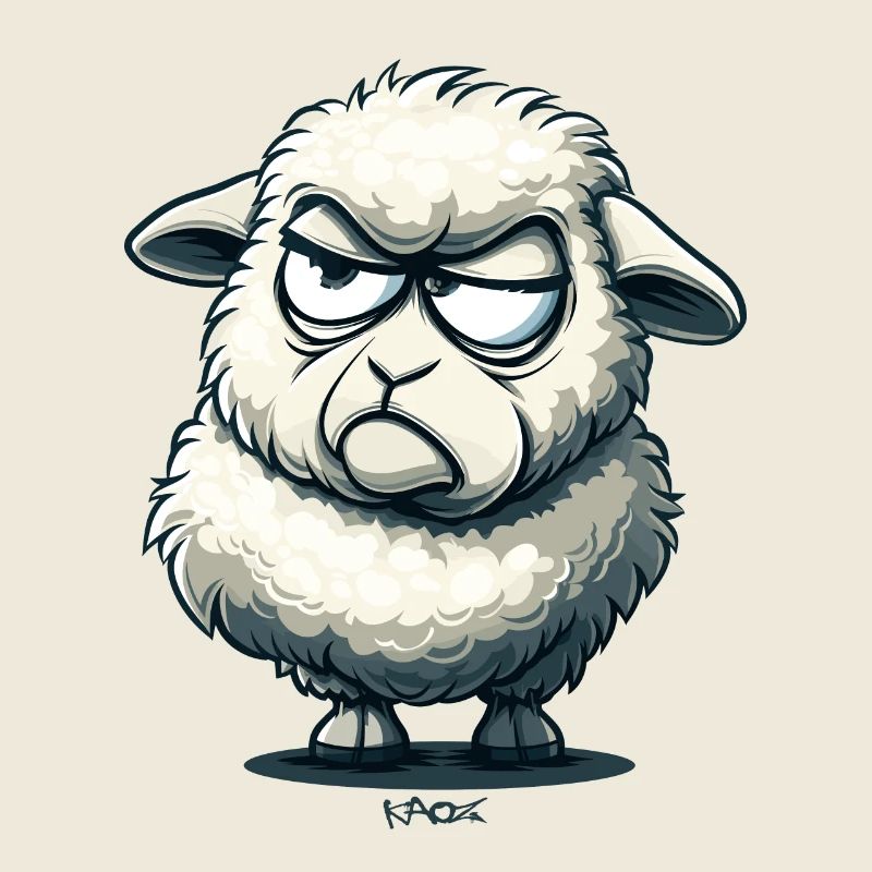 An annoyed cartoon sheep