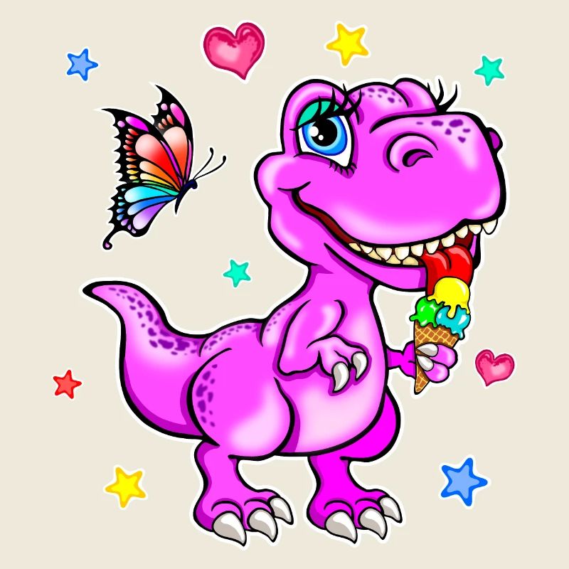 Rosa Dinosaurier mit Eiscreme