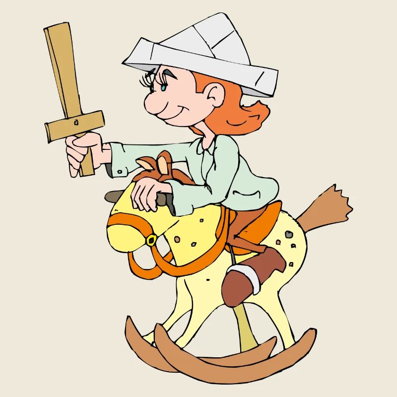 L’enfant monte sur un cheval à bascule