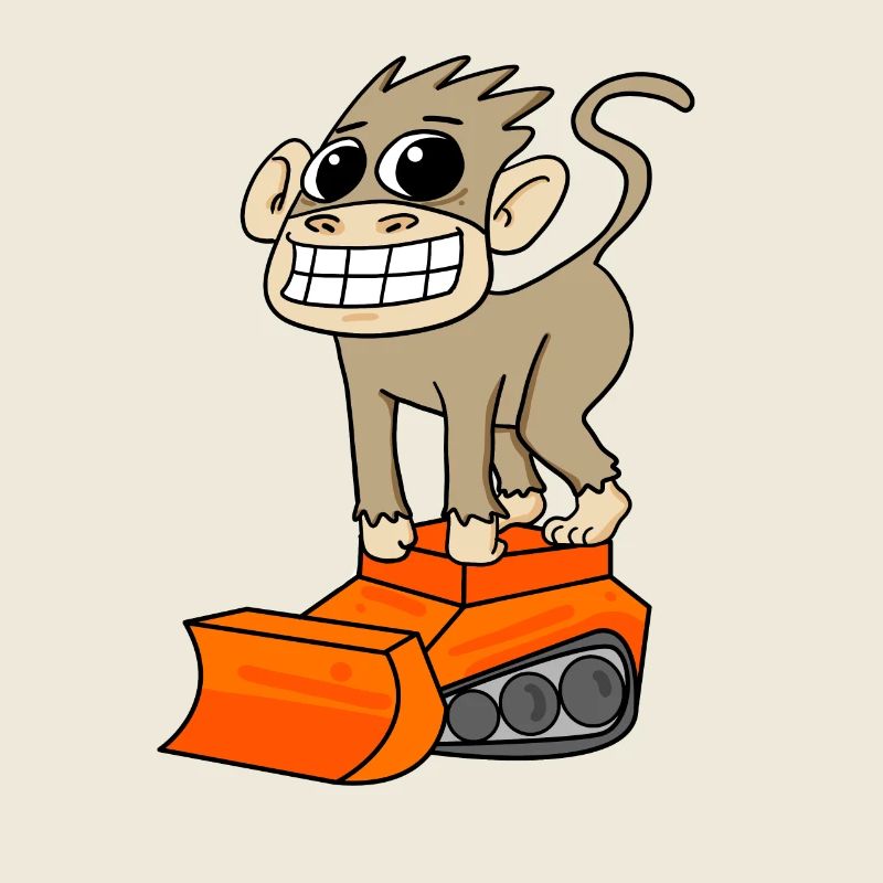Affe Bagger Baggerfahrer Motiv