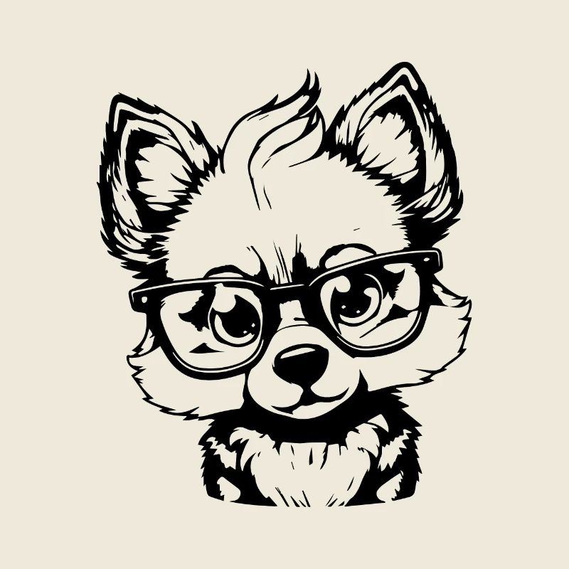 niedlicher Wolf mit einer Brille