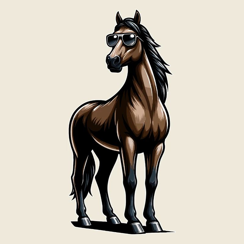Cheval avec des lunettes de soleil dans un style comique