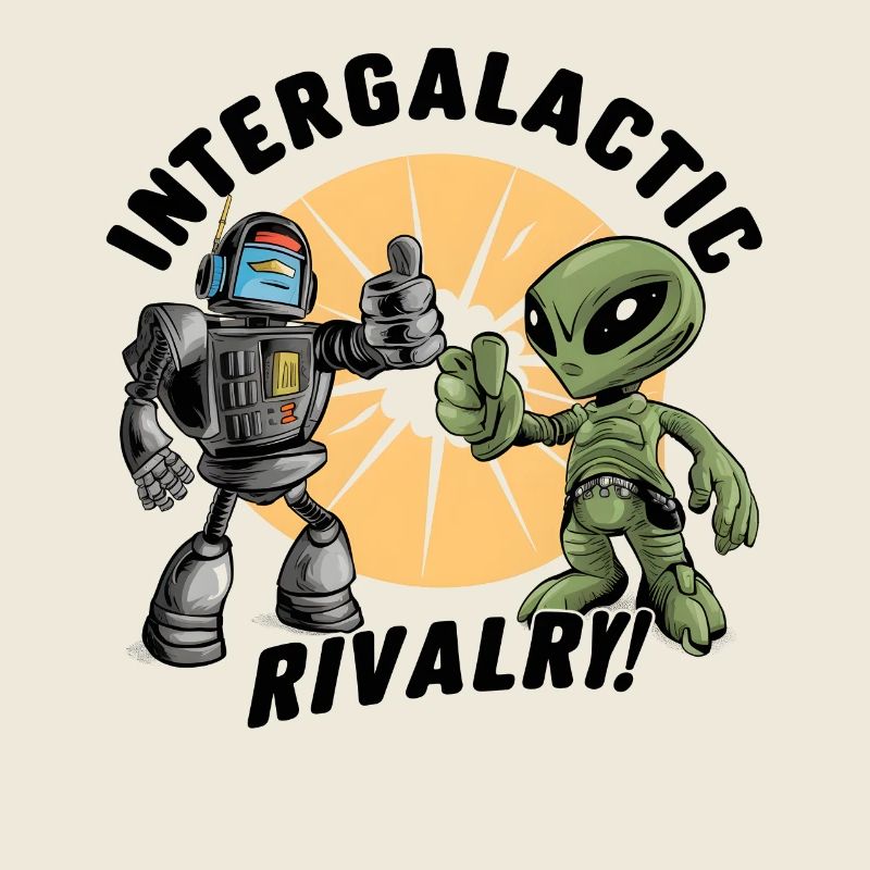 Robot vs Alien T-Shirt - Intergalactic Rivalry!