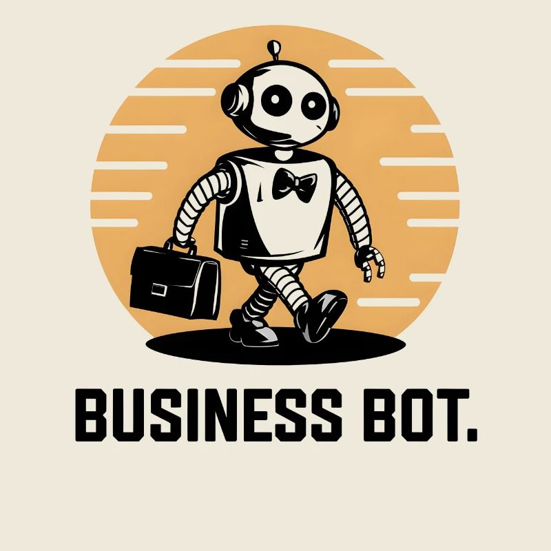 Robot avec noeud papillon et mallette - Business Bot Art