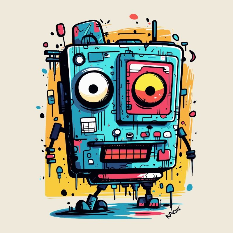 Artistic Crypto Punk Cartoon Robot