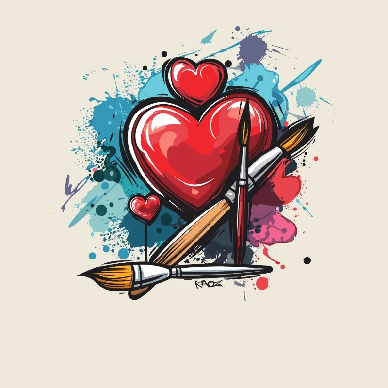 Art Graffiti : pinceaux et cœurs