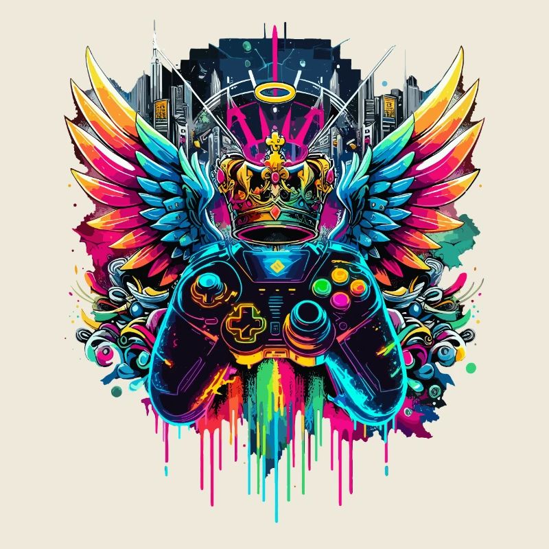 Gaming King Controller Wings Graffiti