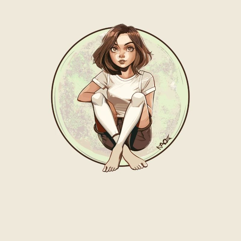 Sitzendes Anime-Mädchen