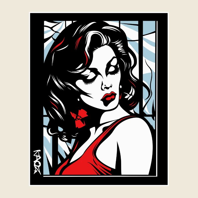 Femme élégante en robe rouge