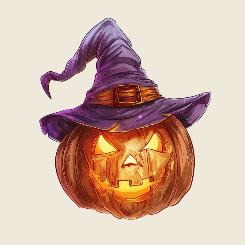 Étrange jack-o'-lantern avec chapeau de sorcière