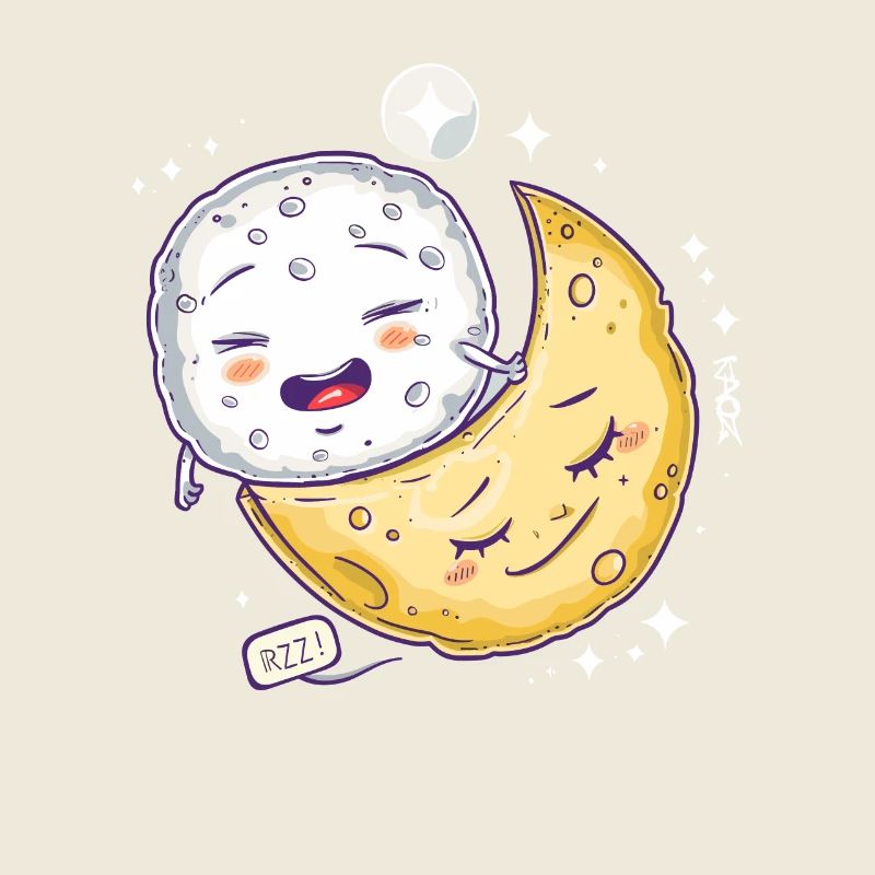 Fromage mozzarella endormi sur une lune de fromage