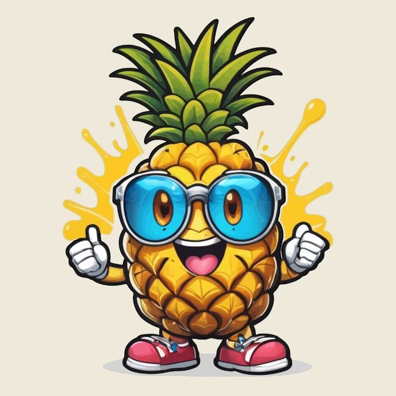 Funny pineapple with glasses