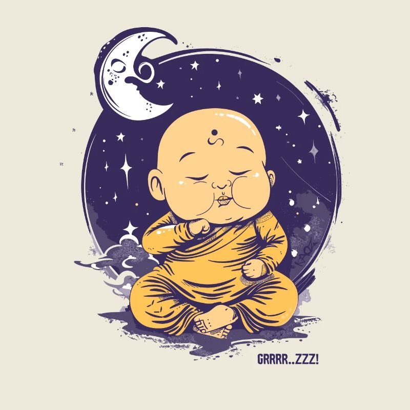 Bébé Bouddha endormi avec lune et étoiles
