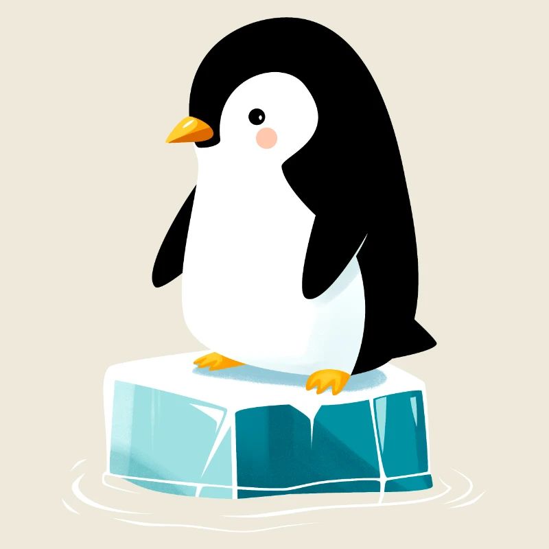 Kleiner Pinguin auf Eisblock