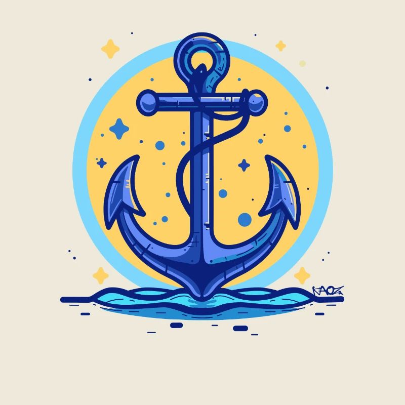 Ancre de navire bleue, symbole ancre de navire