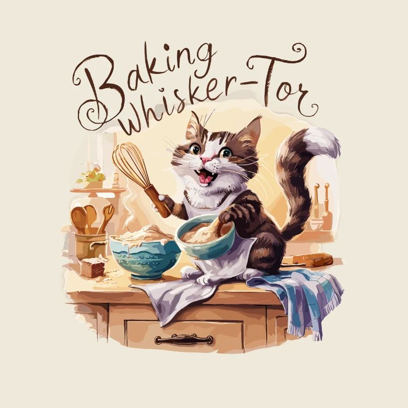 Liebenswerte Katze beim Backen